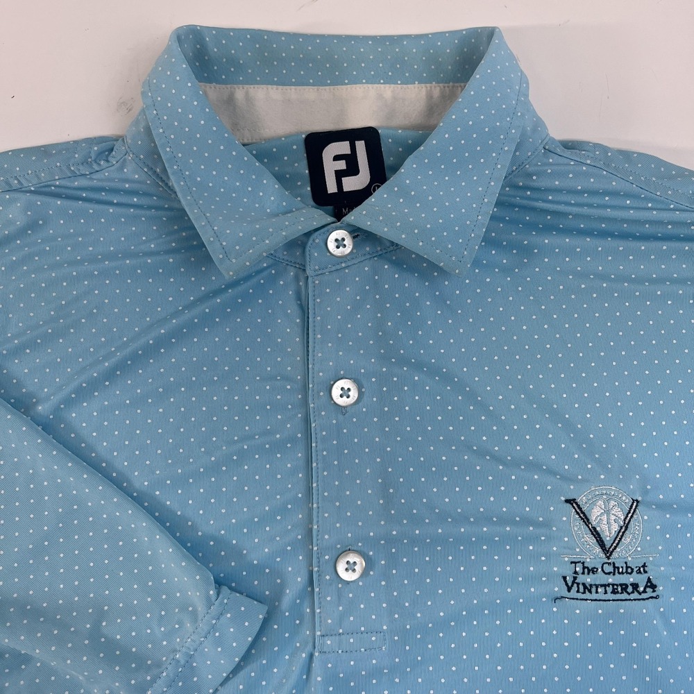 FootJoy Polo Shirt Mens Large Light Blue Polka Dot Golf‎ The Club At Vinterra